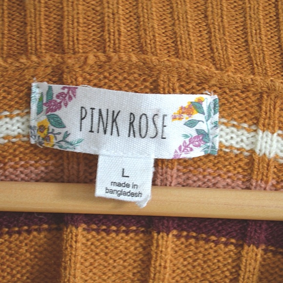 Womens V Neck Knit Striped Sweater - Picture 3 of 3